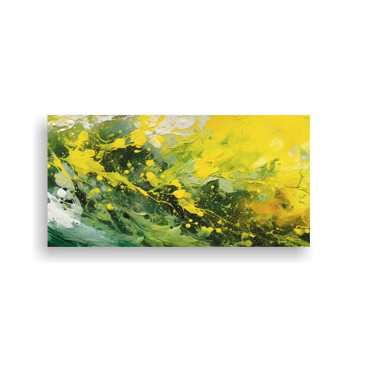 Cuadro abstracción en verde y amarillo con barrido diagonal — imagen principal