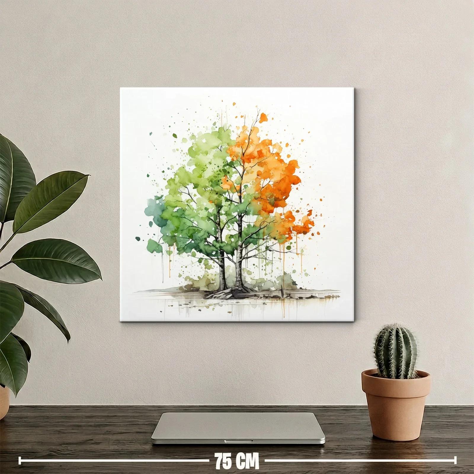 Árbol en transición con tonos verdes y naranjas vibrantes — miniatura 2