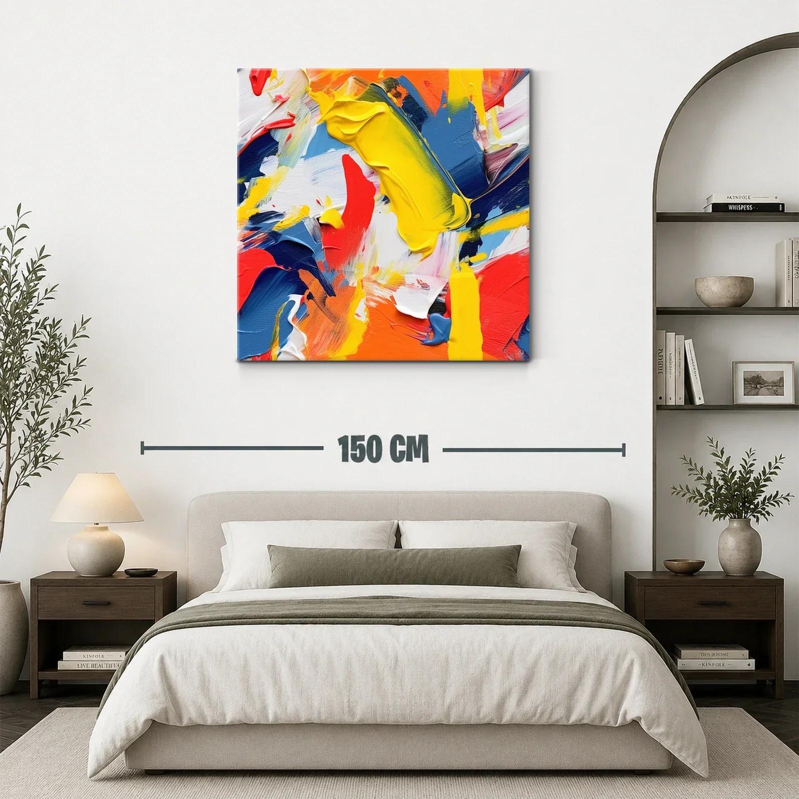 Cuadro abstracto en vibrantes tonos cálidos y fríos — miniatura 3