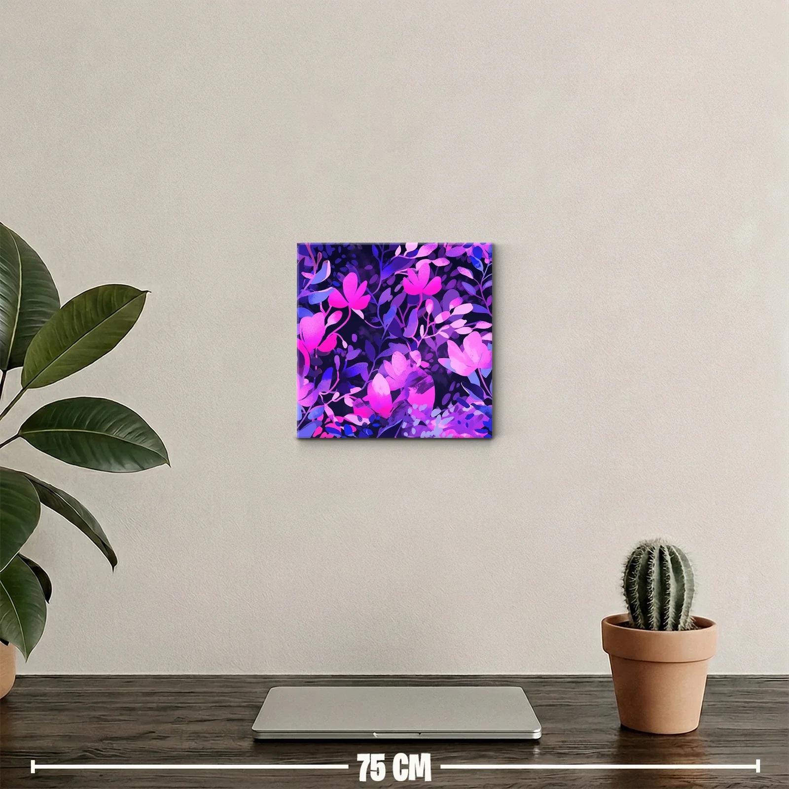 Cuadro decorativo de flores en tonos vibrantes morados y rosas — miniatura 2