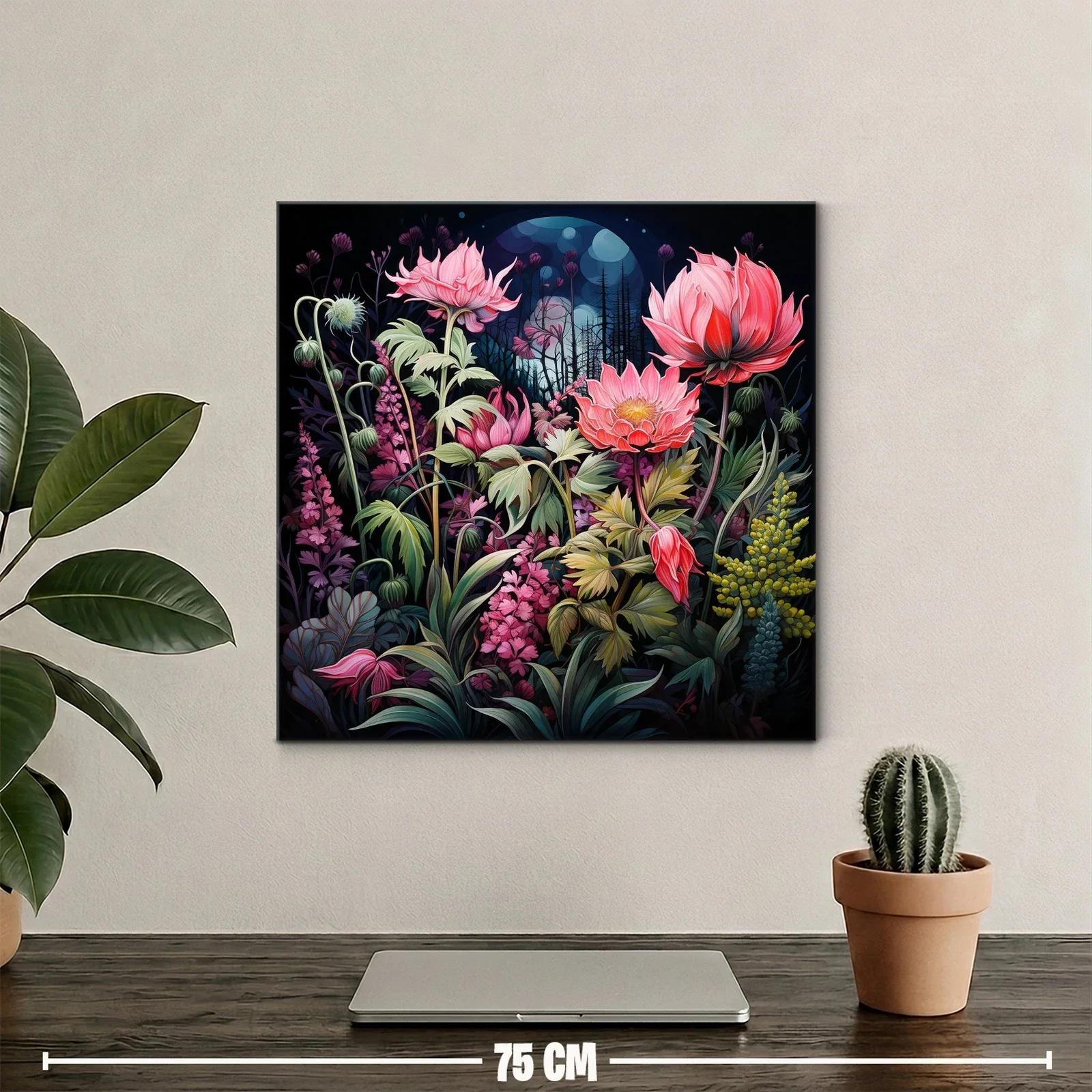 Flores vibrantes bajo un cielo nocturno misterioso — miniatura 2
