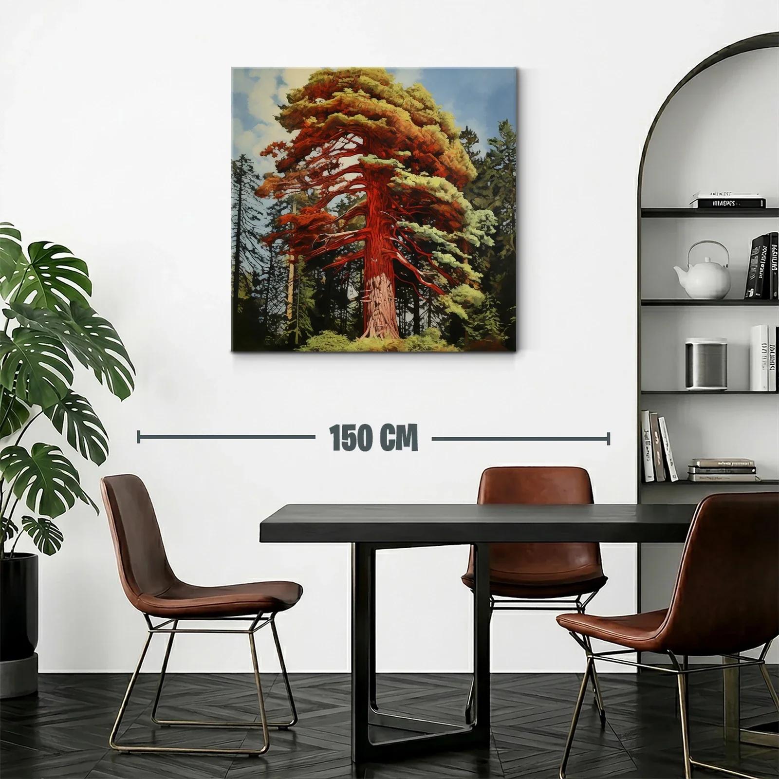 Imponente árbol rojo en bosque natural vibrante — miniatura 2