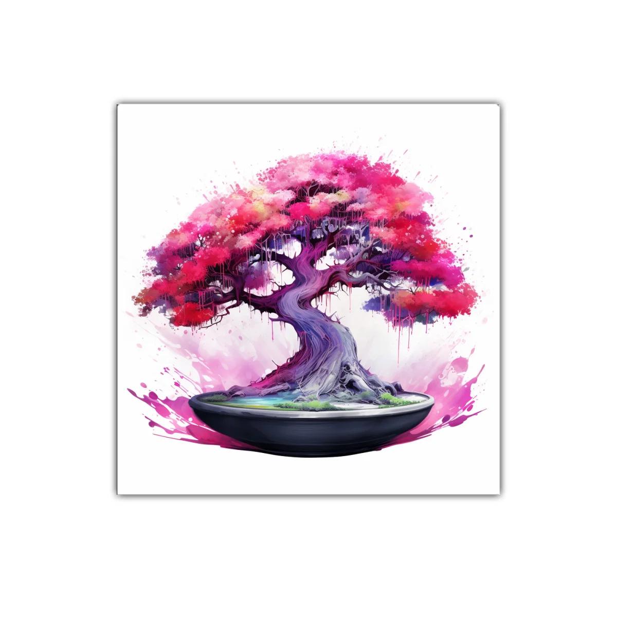 Arbol de bonsái fucsia y morado vibrante en maceta elegante — miniatura 1