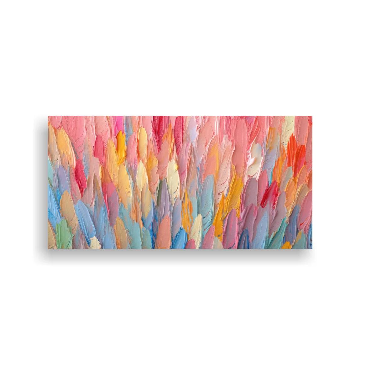 Cuadro plumas abstractas en rosa lila y amarillo — imagen principal