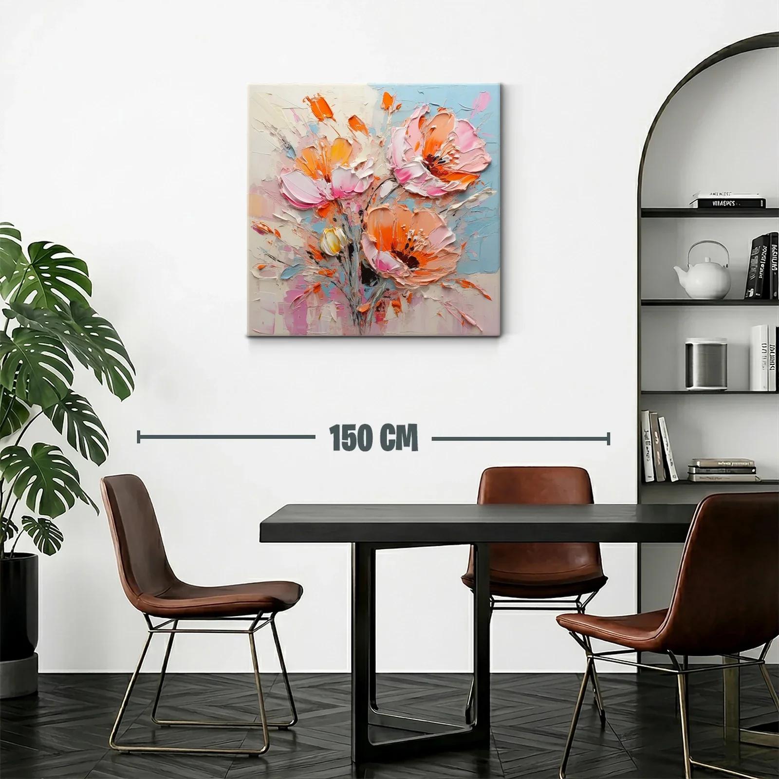 Cuadro floral vibrante con tonos cálidos y pastel — miniatura 2