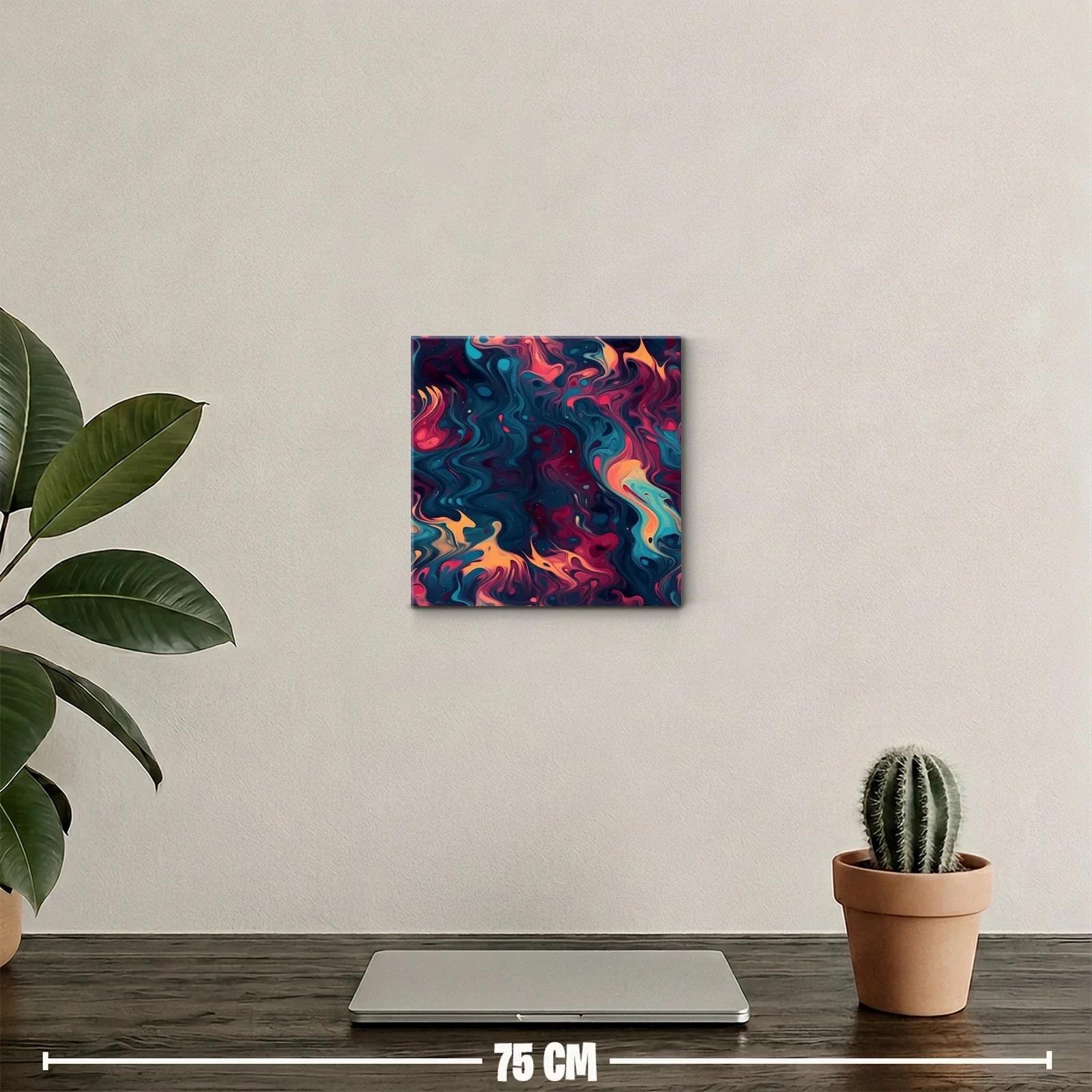 Cuadro abstracto con vibrantes formas fluidas y colores intensos — miniatura 2