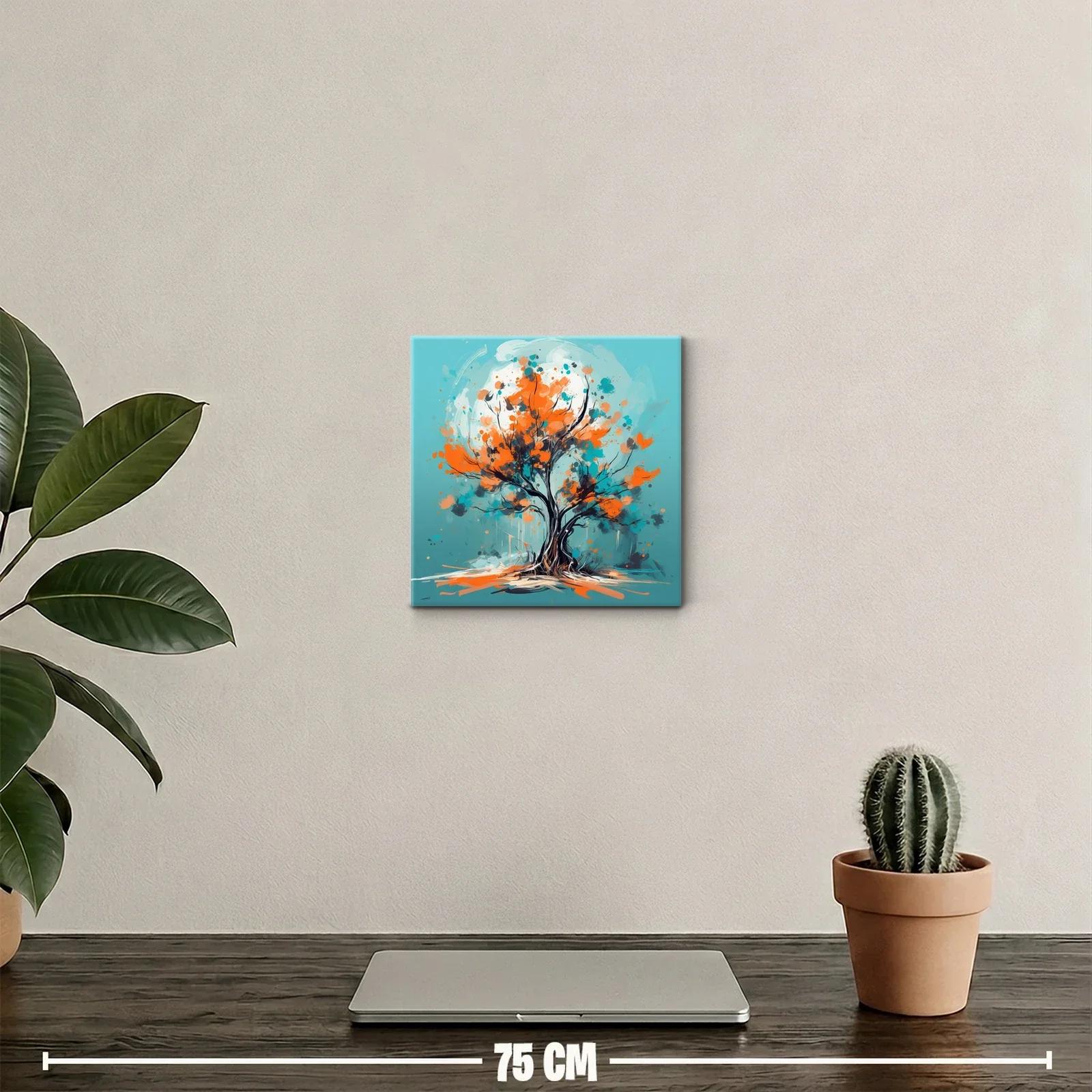Árbol vibrante con tonos naranjas y turquesas — miniatura 2