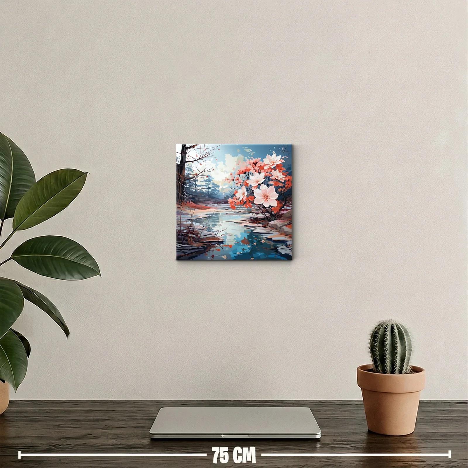 Reflejos de primavera con flores y río sereno — miniatura 2