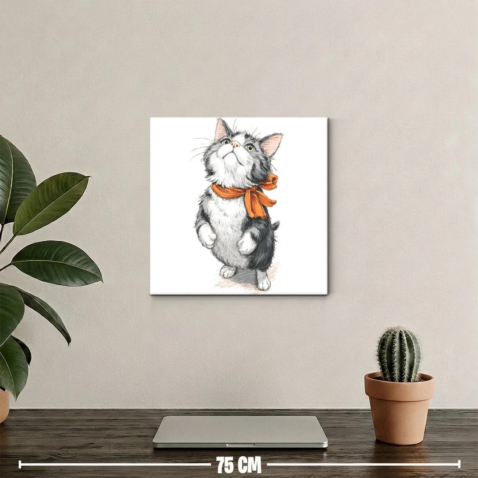 Tierno gato con pañuelo naranja en pose dulce y juguetona — miniatura 2