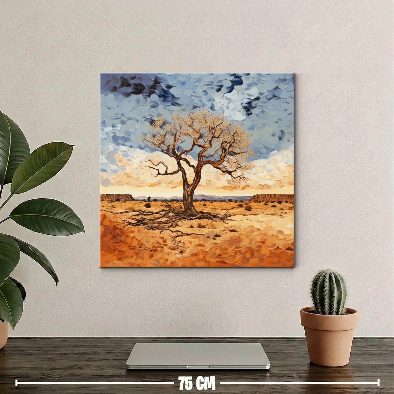 Árbol solitario en paisaje desértico con cielo dramático — miniatura 2