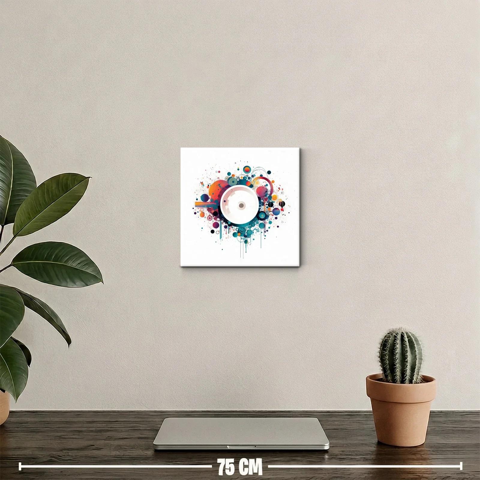 Cuadro abstracto con formas circulares y colores vibrantes — miniatura 2