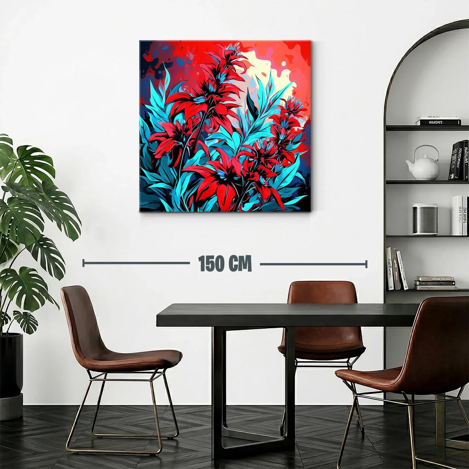 Vibrante composición floral en tonos rojos y azules eléctricos — miniatura 2