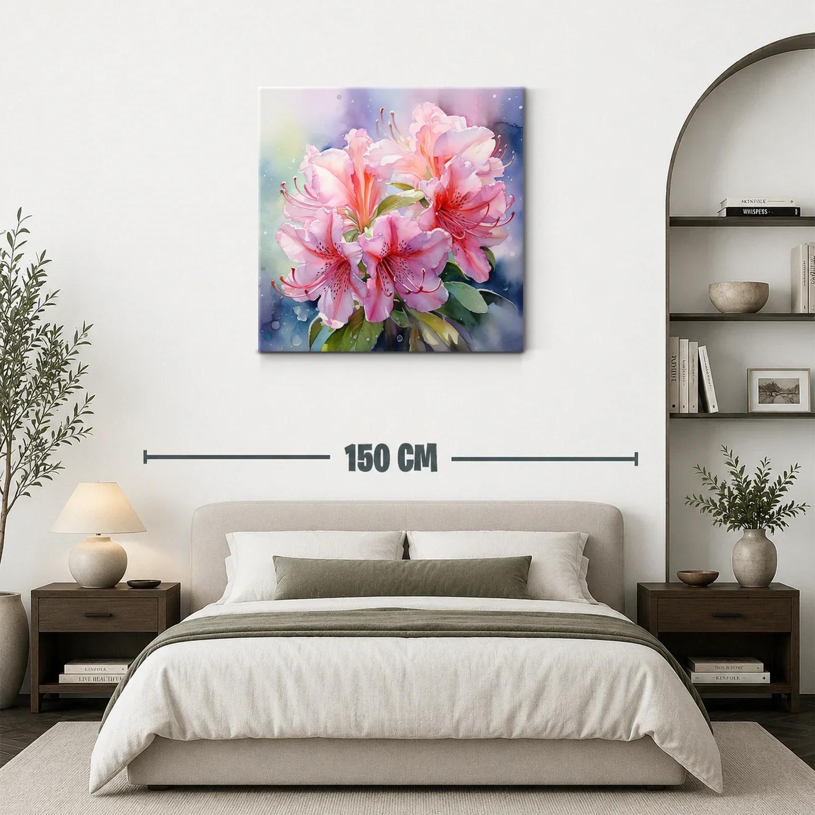 Cuadro floral con lirios rosas en acuarela delicada — miniatura 3