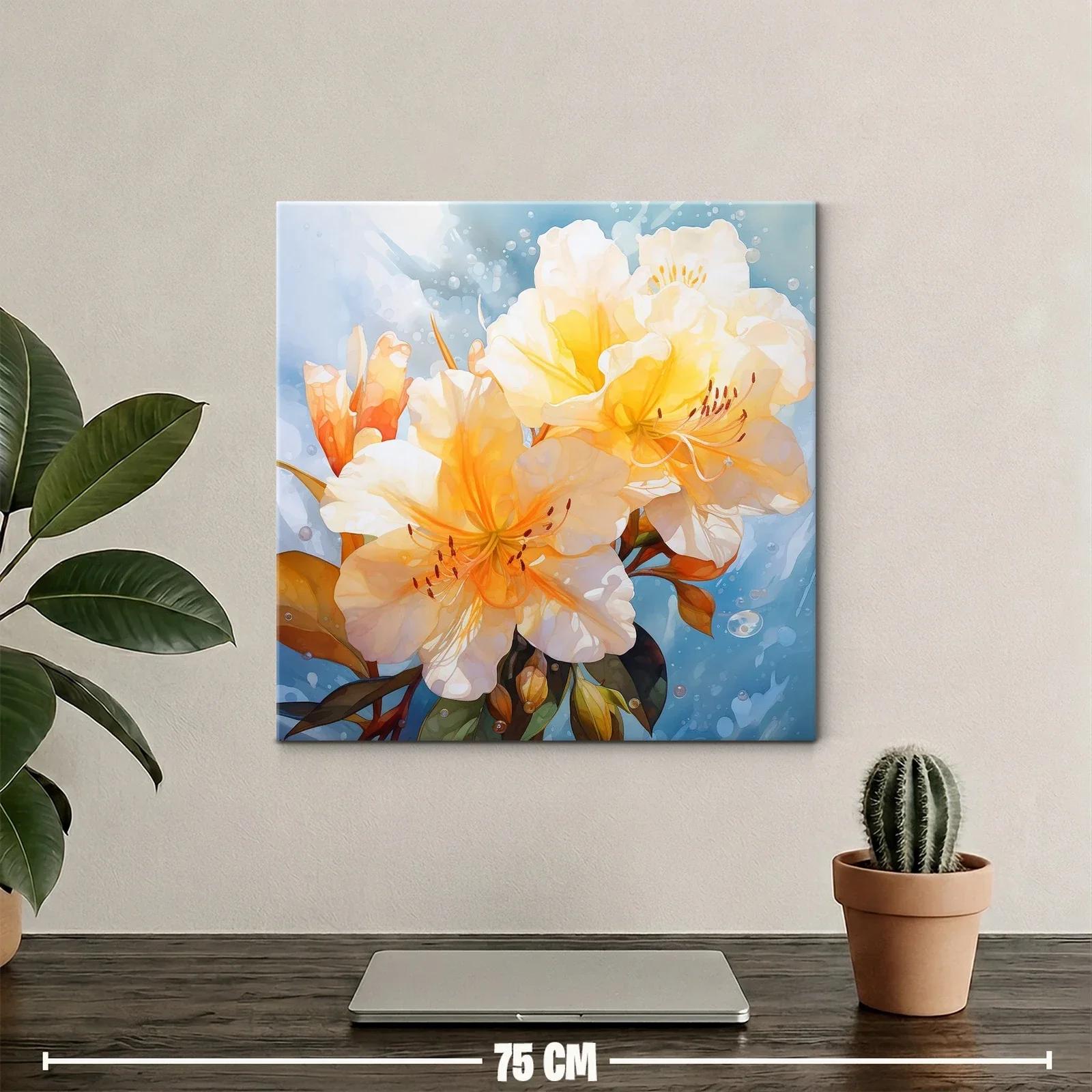 Cuadro floral con tonos cálidos y frescura acuática — miniatura 2