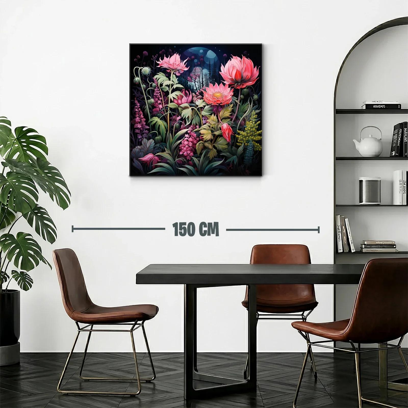 Flores vibrantes bajo un cielo nocturno misterioso — miniatura 2