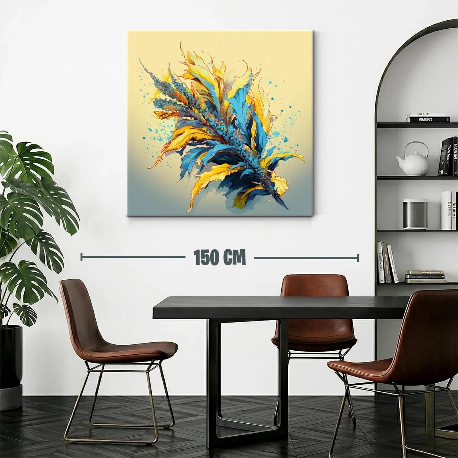 Composición vibrante de hojas y flores en tonos azules y amarillos — miniatura 2
