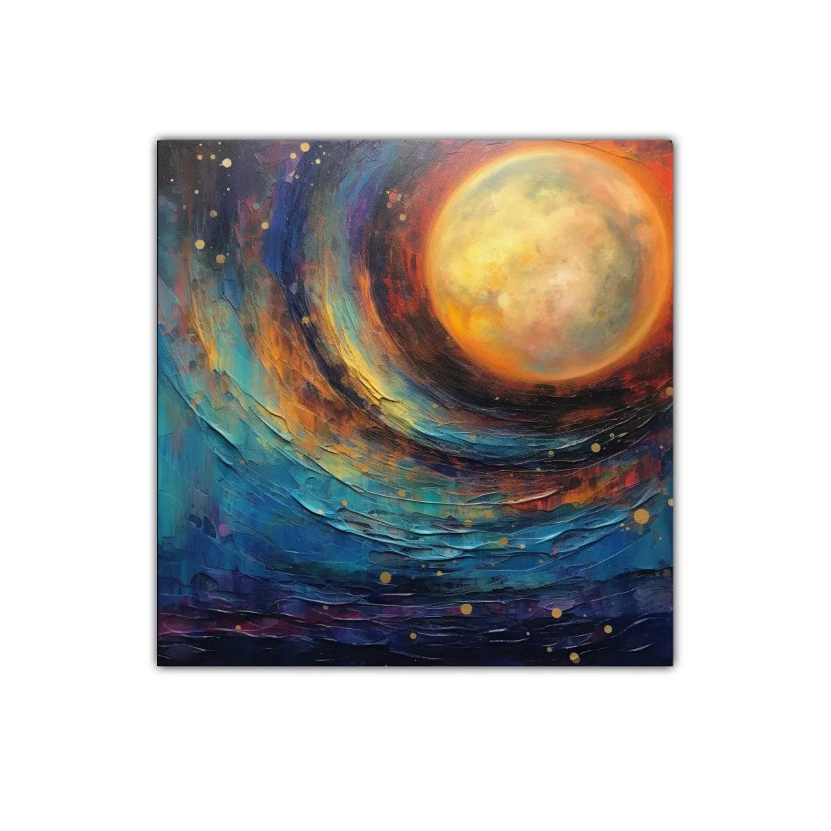 Cuadro decorativo con luz lunar y cielo estrellado vibrante — miniatura 1