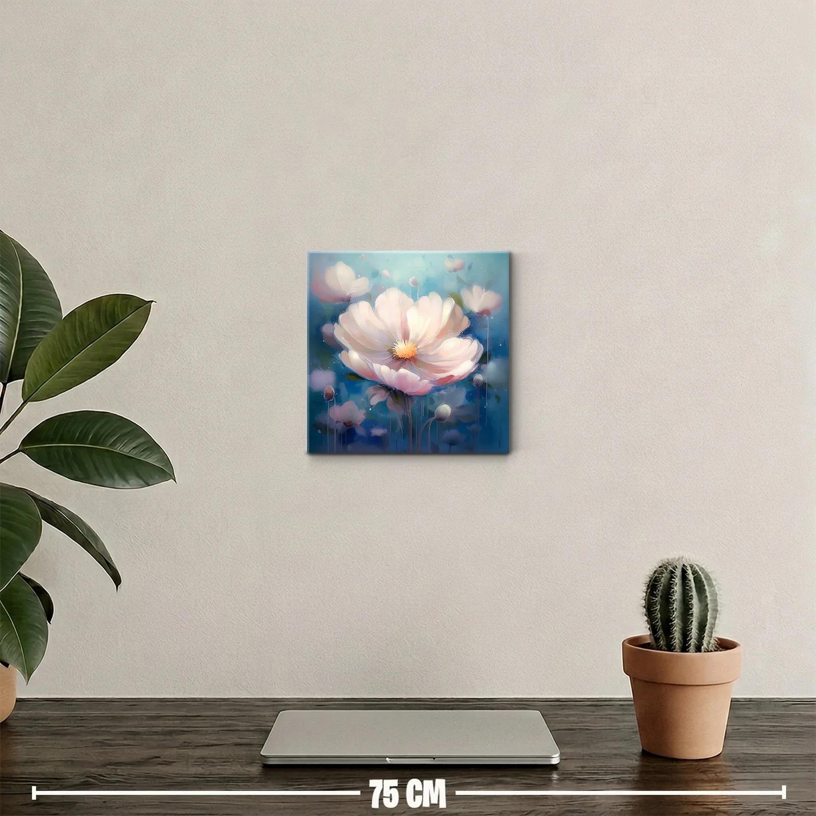 Cuadro floral etéreo con tonos suaves y azules — miniatura 2