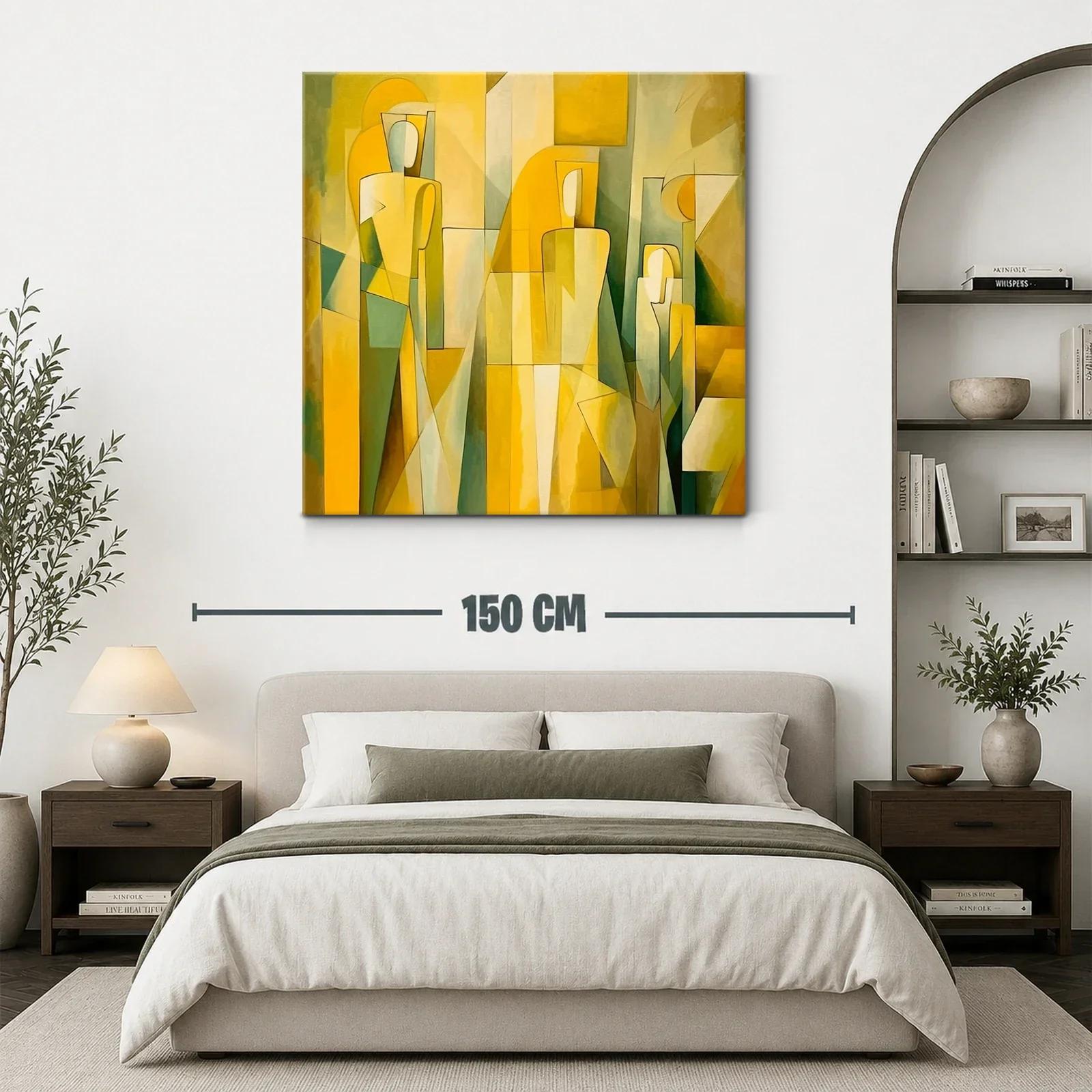 Cuadro Abstracto con Figuras y Tonos Amarillos — miniatura 3
