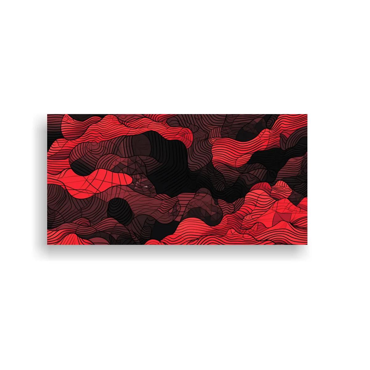 Cuadro ondas topográficas rojas con vacíos oscuros — imagen principal