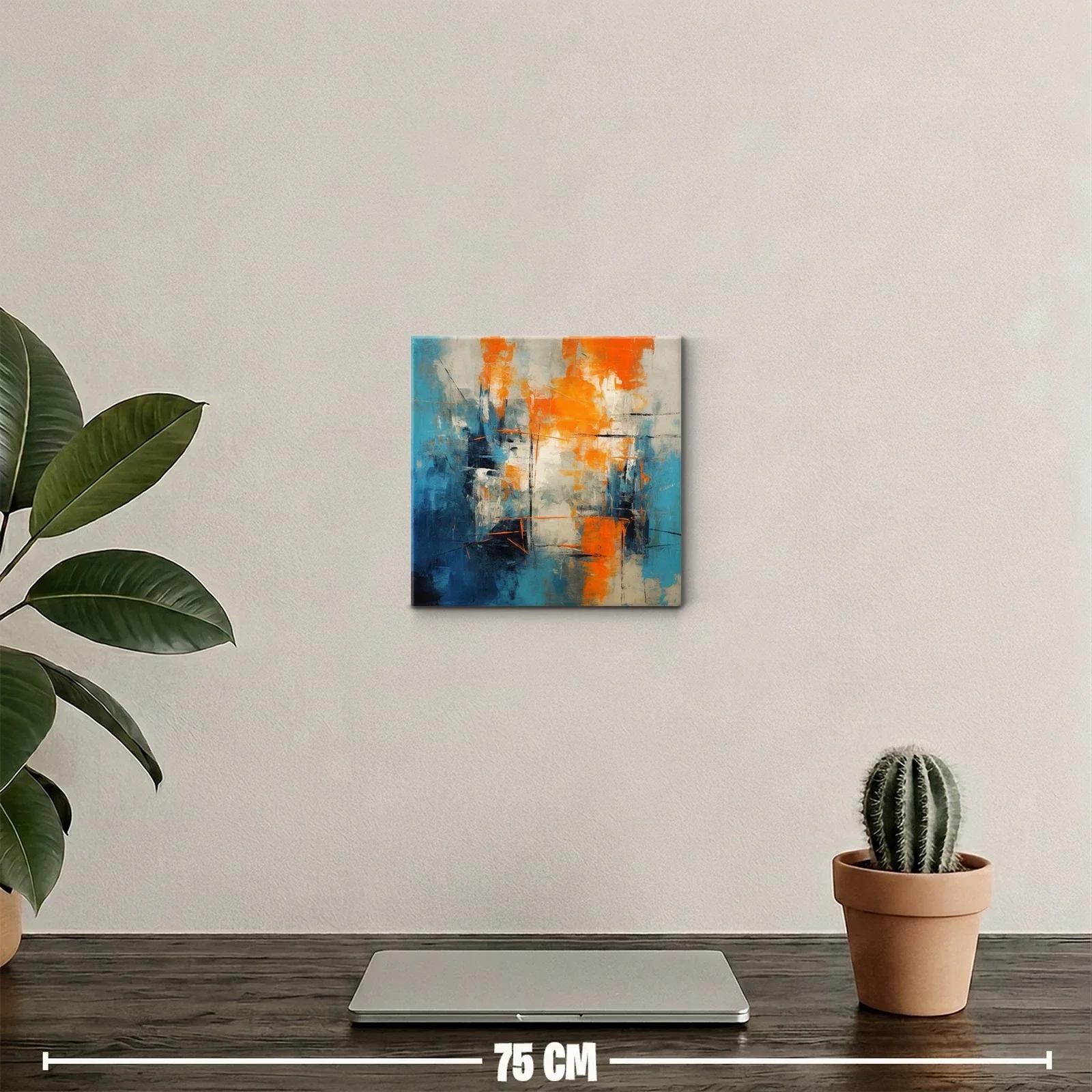 Cuadro abstracto con vibrantes tonos azul y naranja — miniatura 2