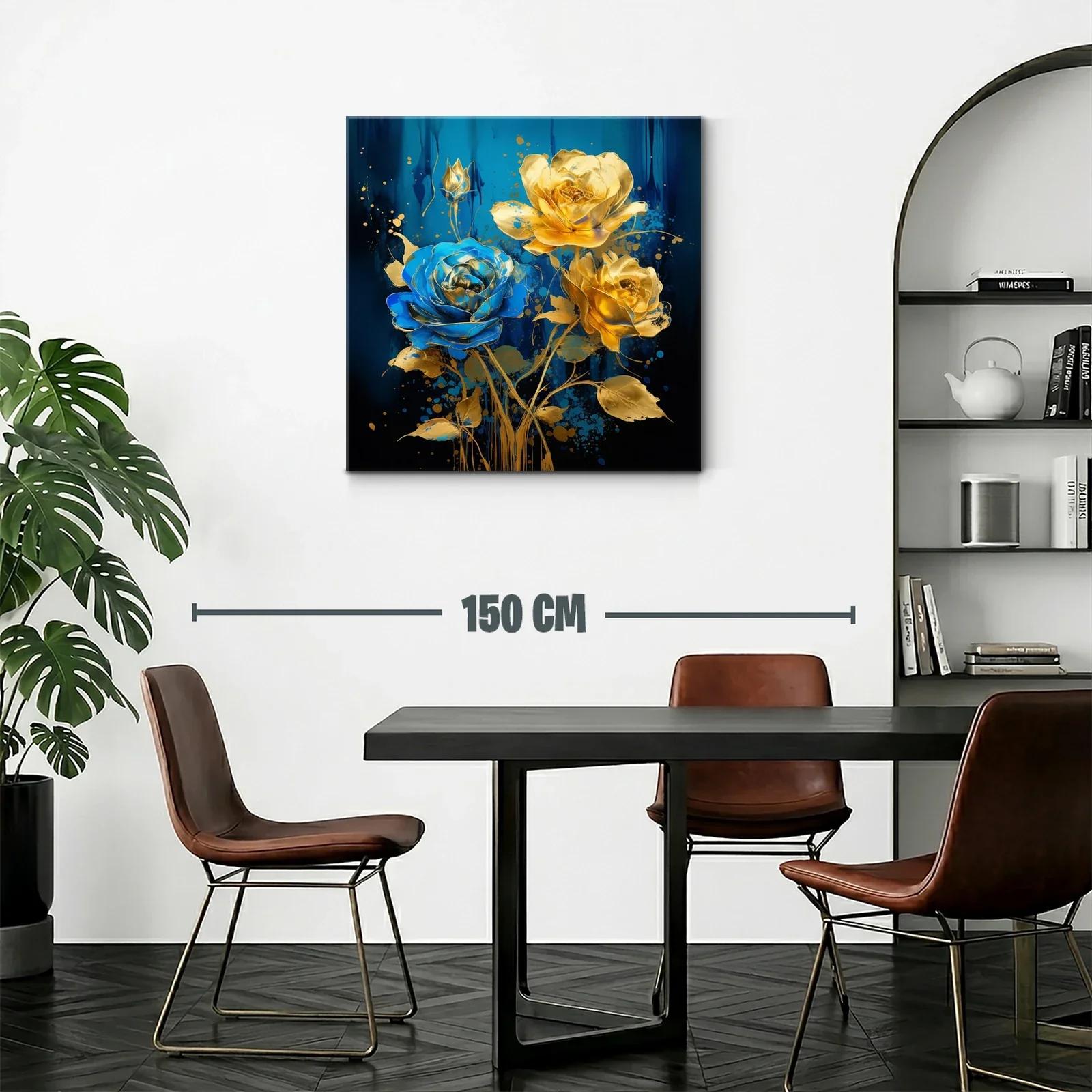 Ramo de rosas doradas y azul eléctrico vibrante — miniatura 2