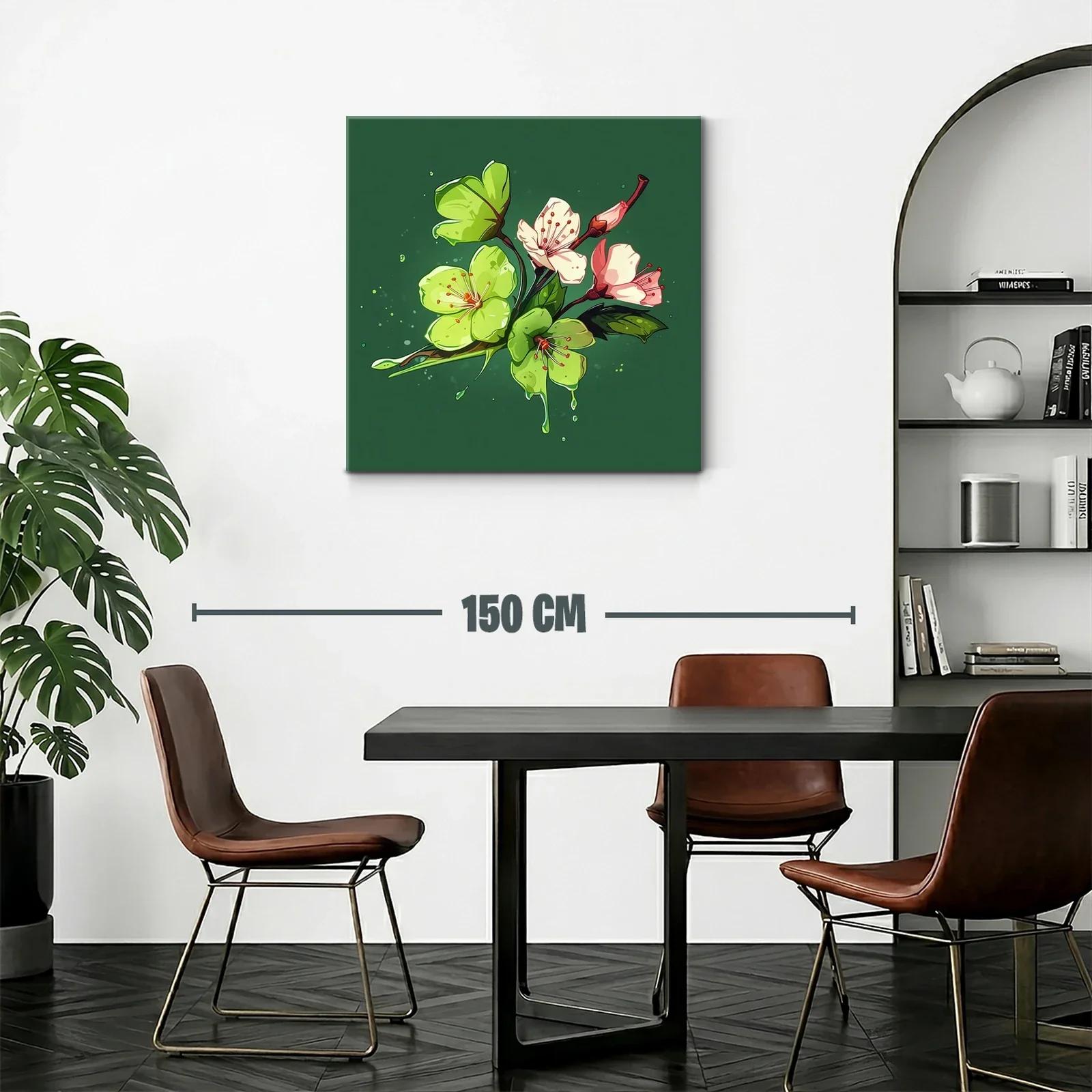 Flores delicadas con tonos verdes y rosados sobre fondo oscuro — miniatura 2