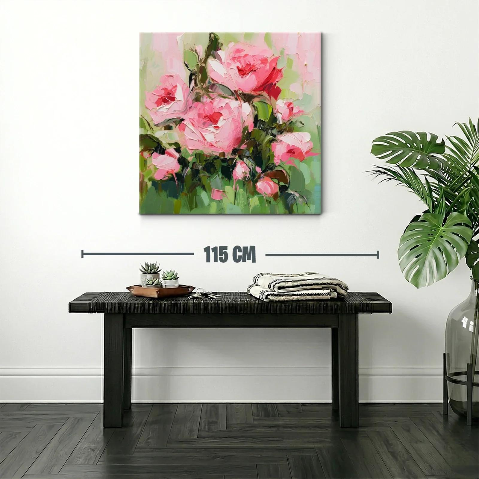 Cuadro florales en tonos rosas y verdes vibrantes — miniatura 2