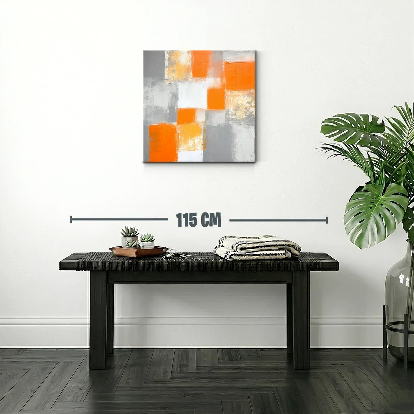 Cuadro abstracto en tonos naranjas y grises modernos — miniatura 2