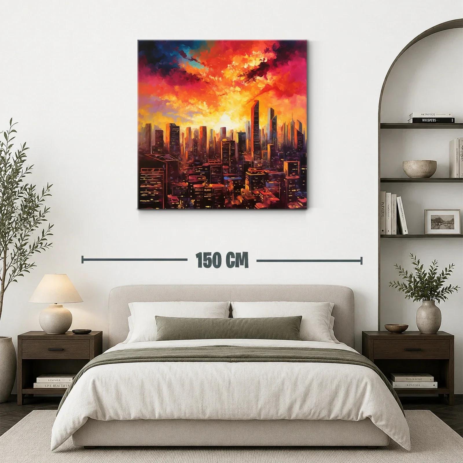 Atardecer urbano vibrante con rascacielos iluminados — miniatura 3