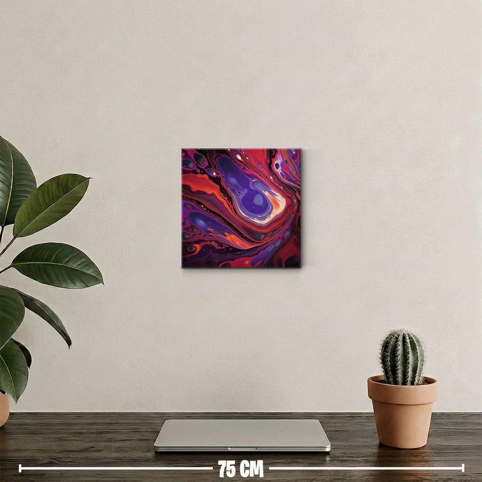 Cuadro decorativo con formas fluidas en tonos rojos y violetas — miniatura 2
