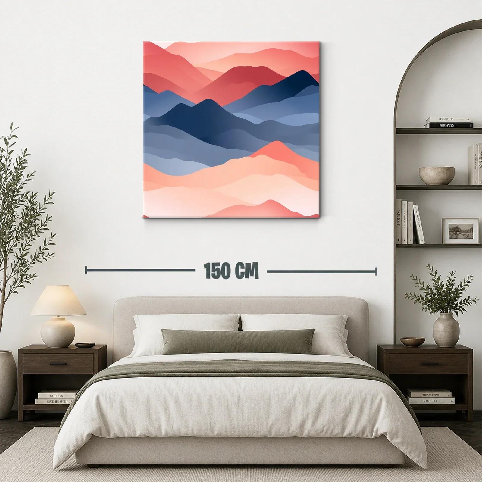 Paisaje abstracto de montañas en tonos cálidos y azules — miniatura 3