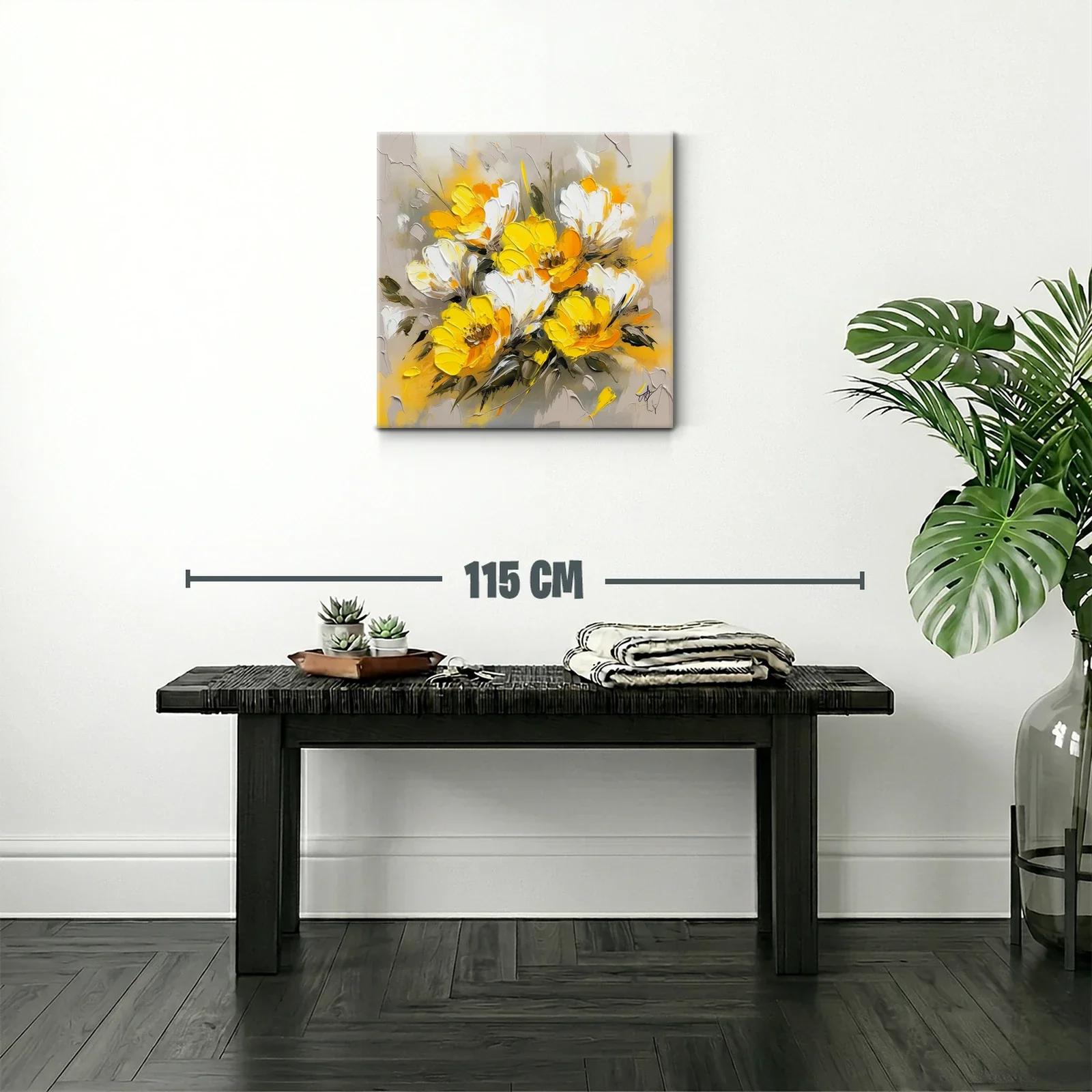 Flores vibrantes en tonos amarillos y blancos con fondo neutro — miniatura 2