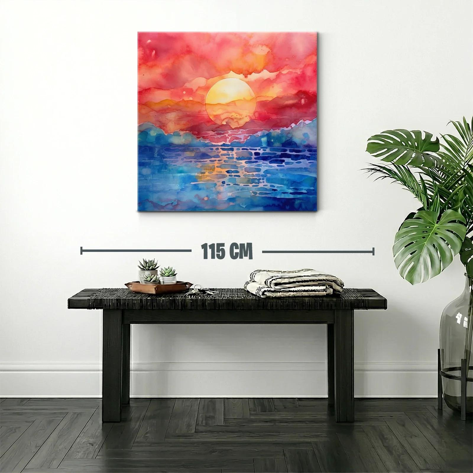 Atardecer vibrante con cielo anaranjado y mar azul — miniatura 2