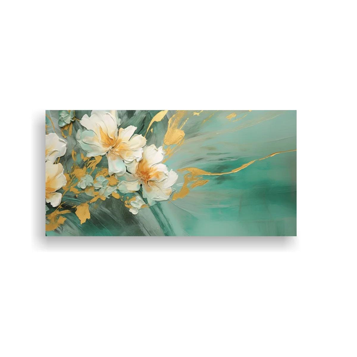 Cuadro magnolias blancas con fondo verde azulado — imagen principal