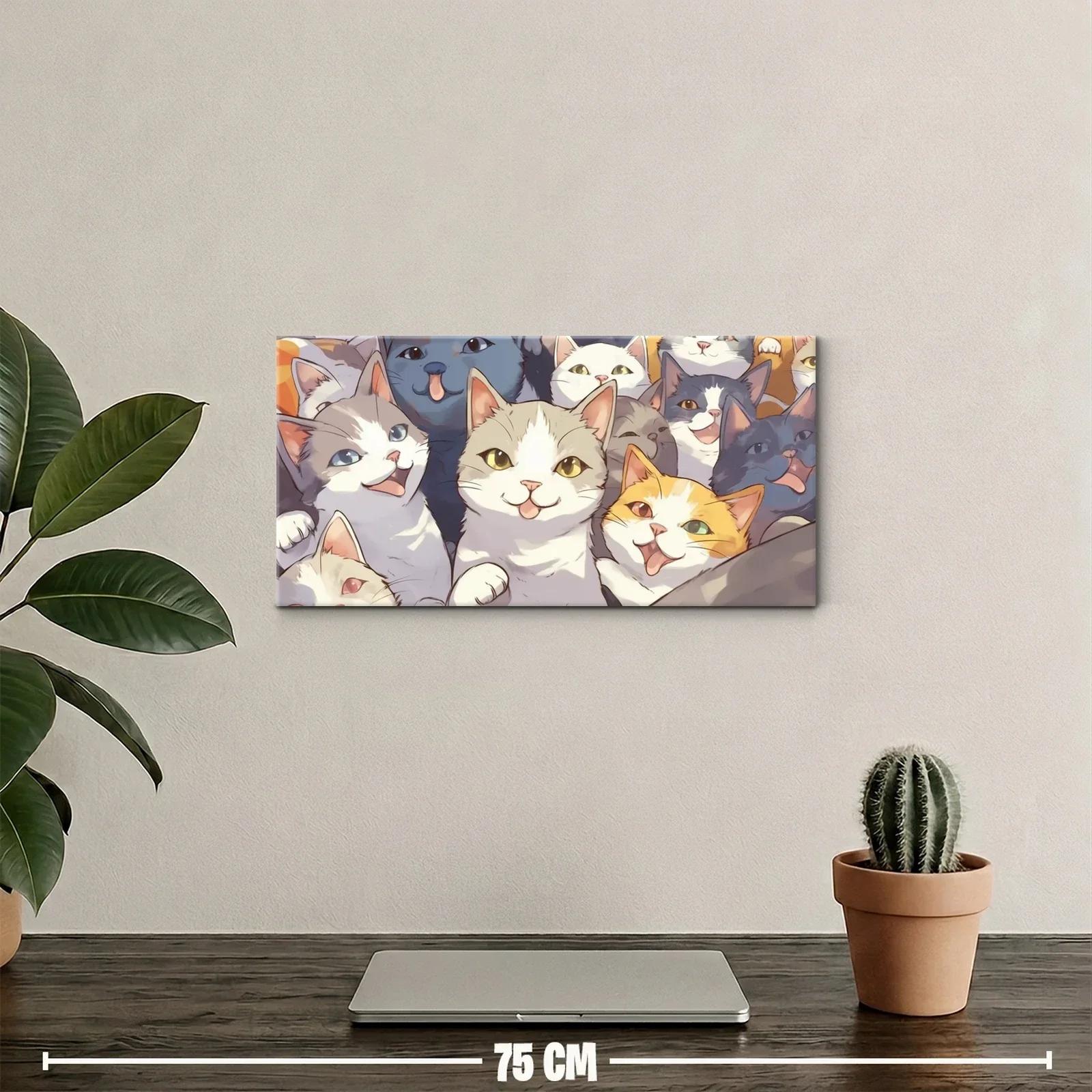Cuadro grupo de gatos sonrientes con patas delanteras visibles — miniatura 2
