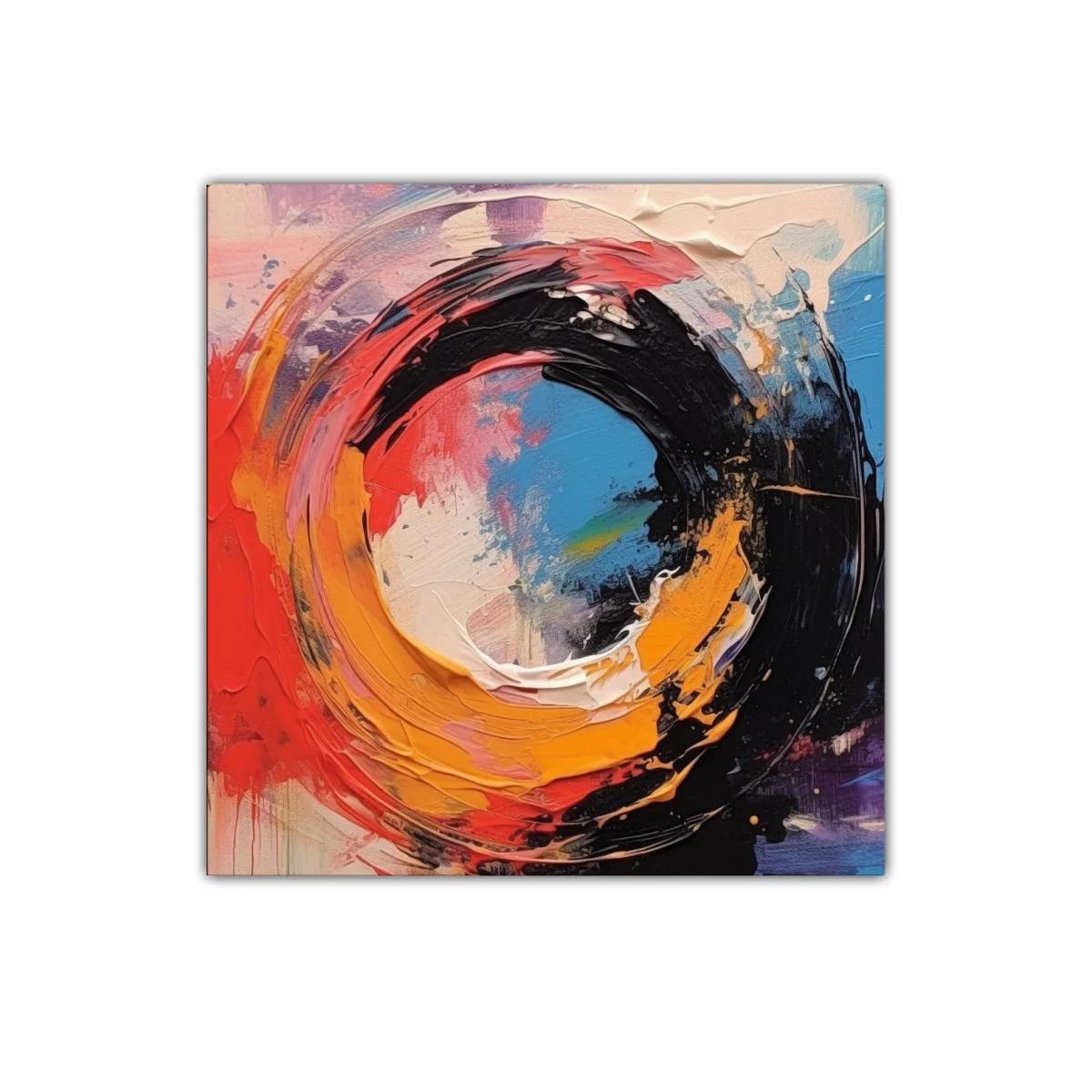 Cuadro abstracto con anillo dinámico en colores vivos — miniatura 1