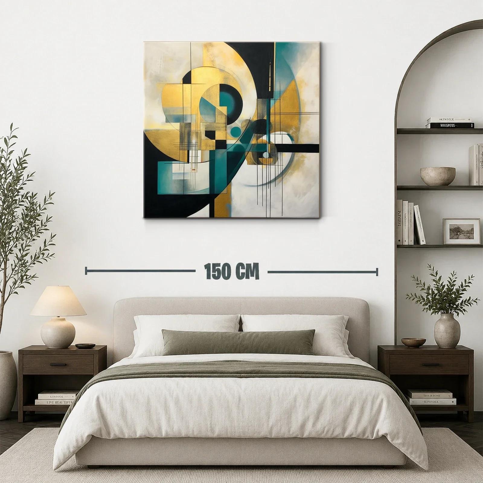 Composición abstracta en tonos oro y turquesa — miniatura 3