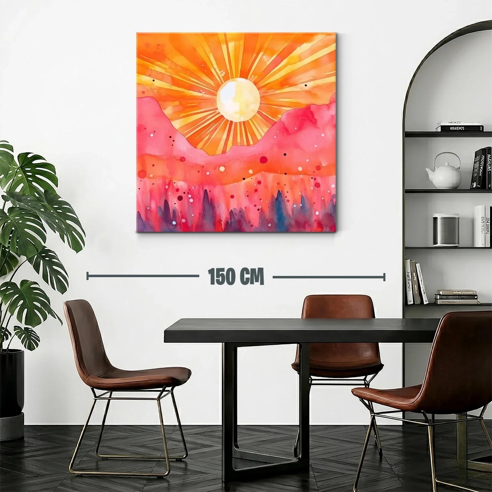 Atardecer vibrante con montañas rosa y sol radiante — miniatura 2