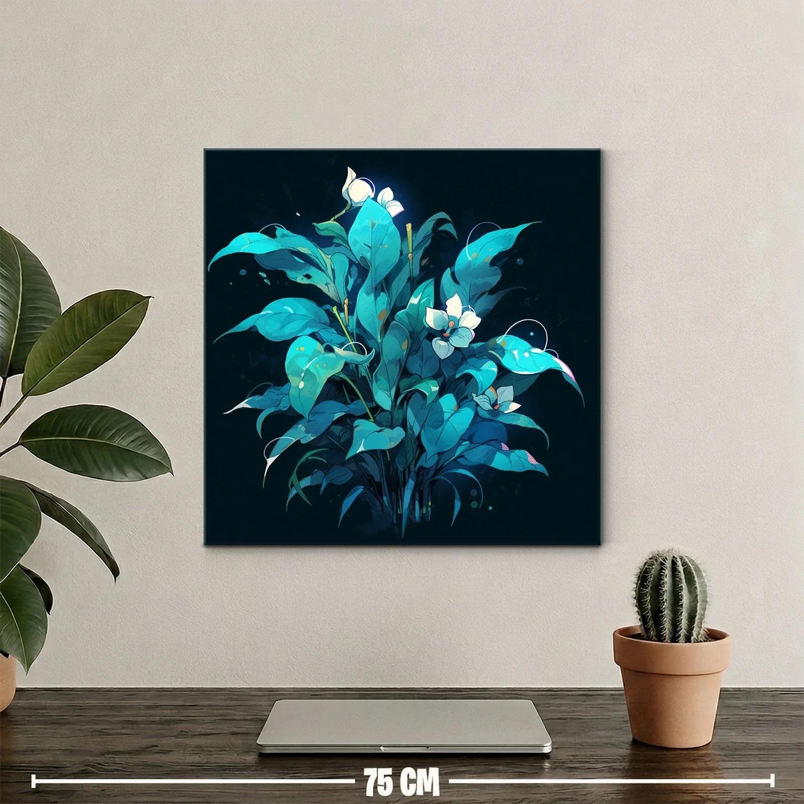 Ramo de hojas azul verdoso con flores blancas brillantes — miniatura 2
