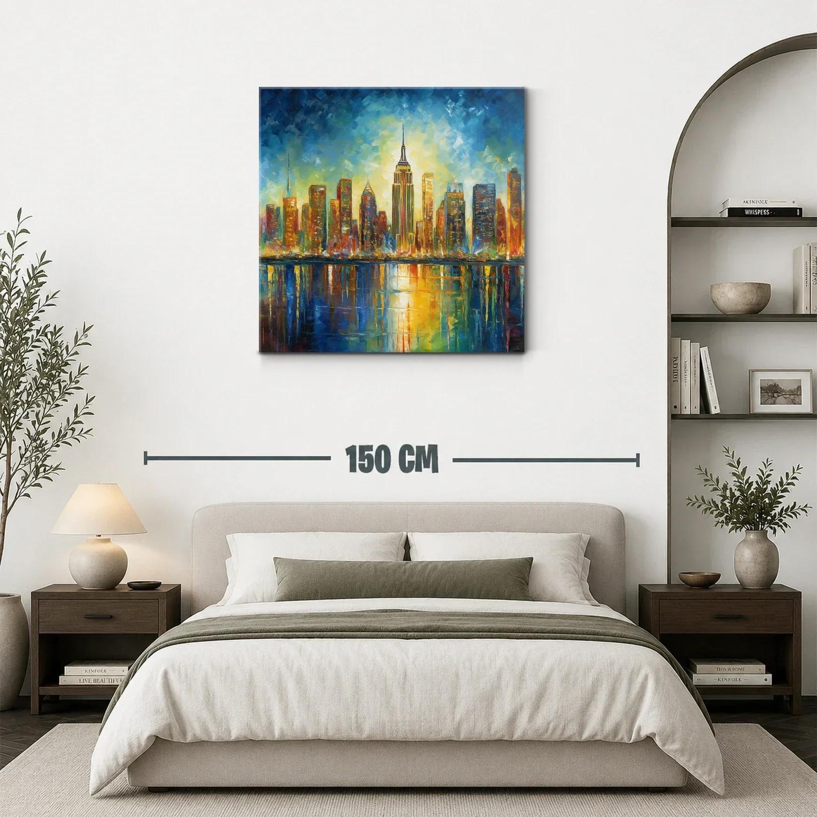 Atardecer vibrante sobre skyline urbano reflejado en el agua — miniatura 3