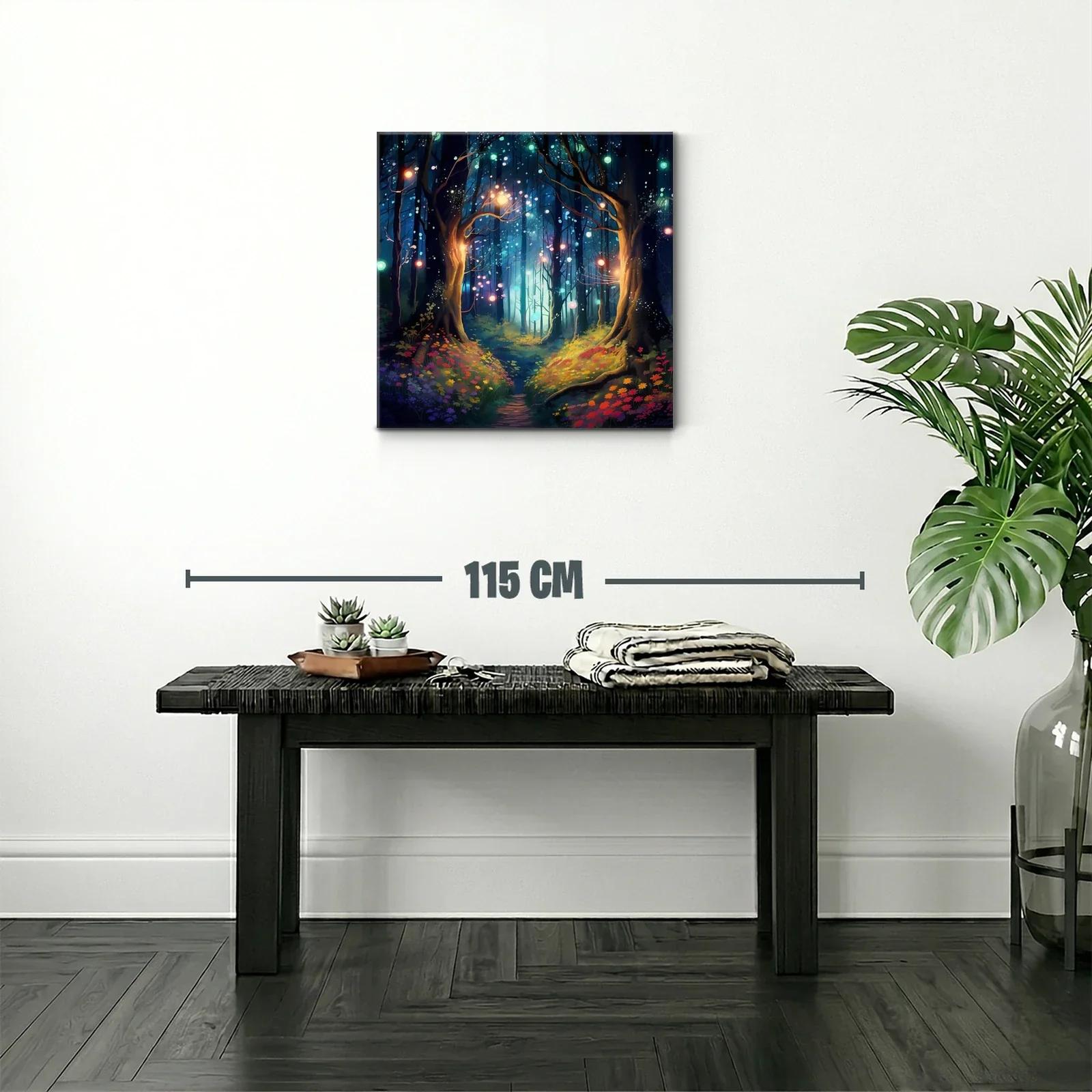 Bosque encantado con luces mágicas y flores vibrantes — miniatura 2