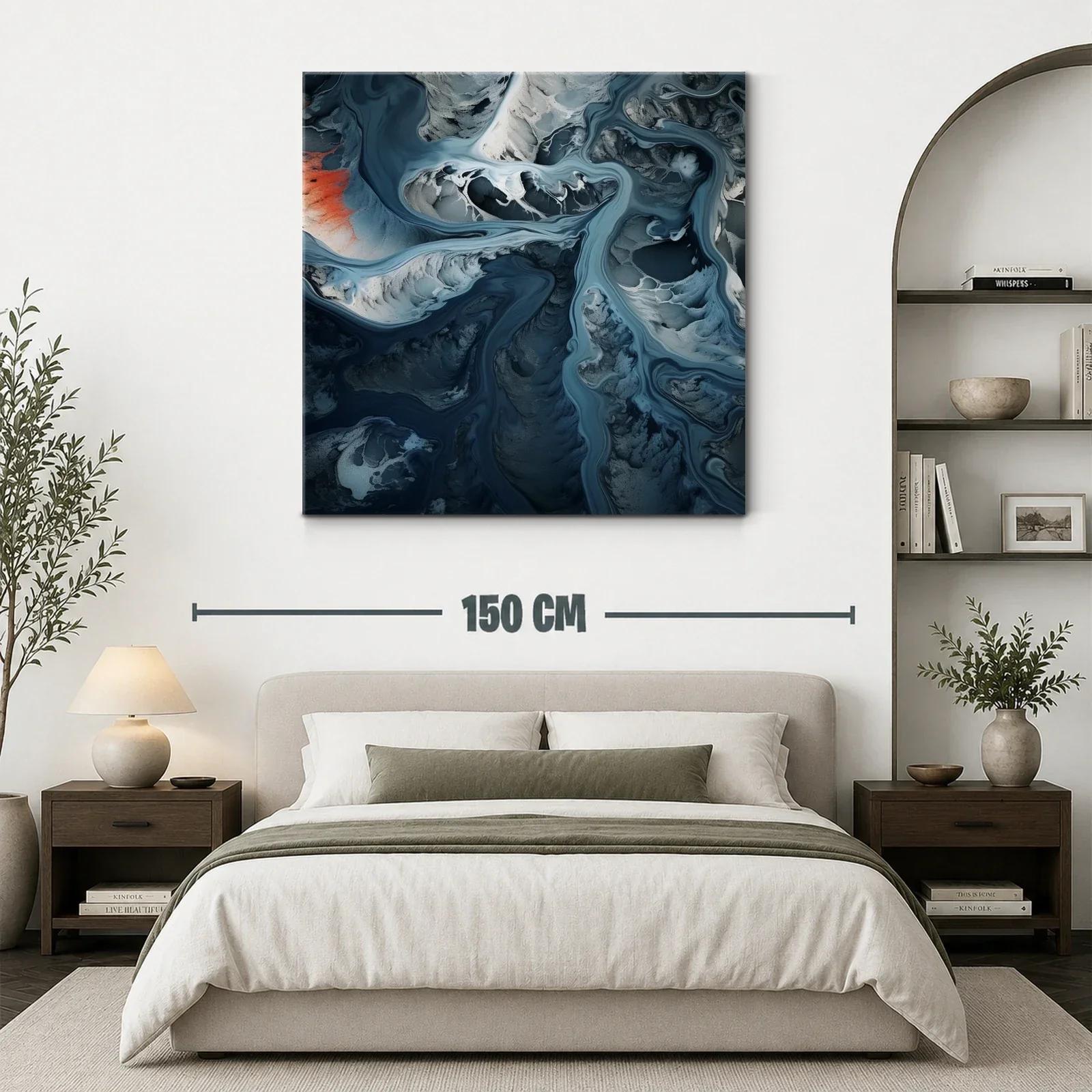 Composición abstracta en tonos azules y grises con acento rojo — miniatura 3