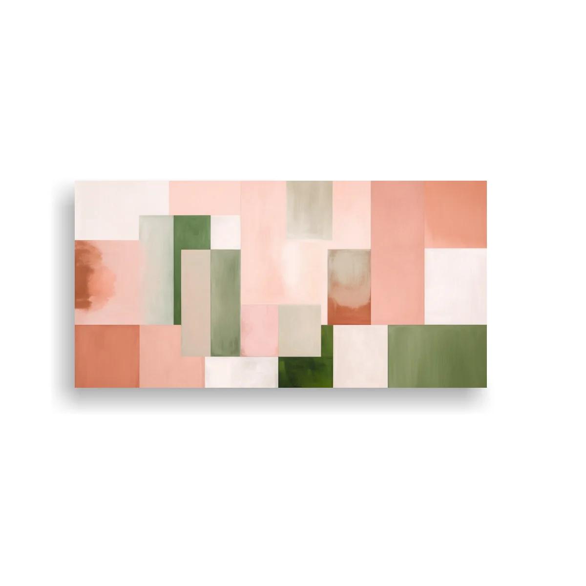 Cuadro de rectángulos con bloques superpuestos en rosa y verde oliva — imagen principal