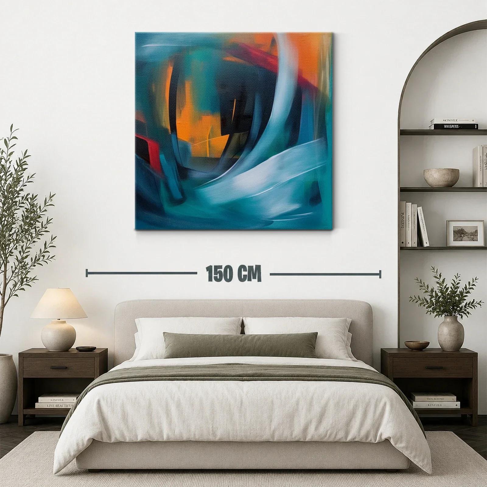 Cuadro abstracto con formas fluidas y tonos vibrantes — miniatura 3