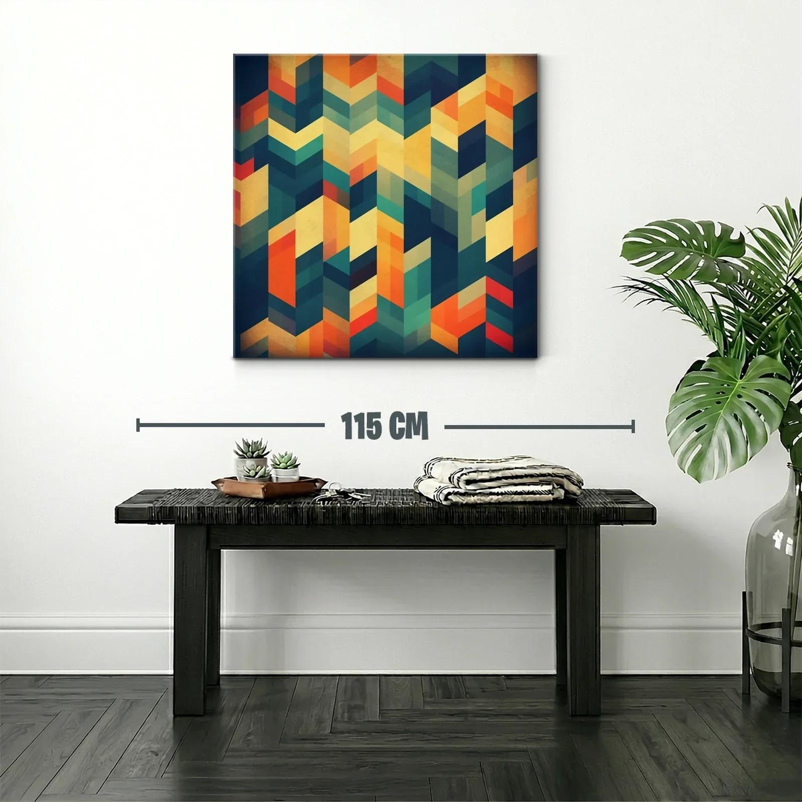 Diseño geométrico con tonos cálidos y frescos para pared — miniatura 2