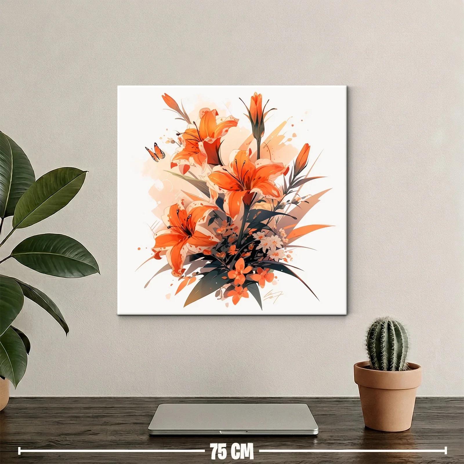 Ramo vibrante con lirios naranjas y mariposa delicada — miniatura 2