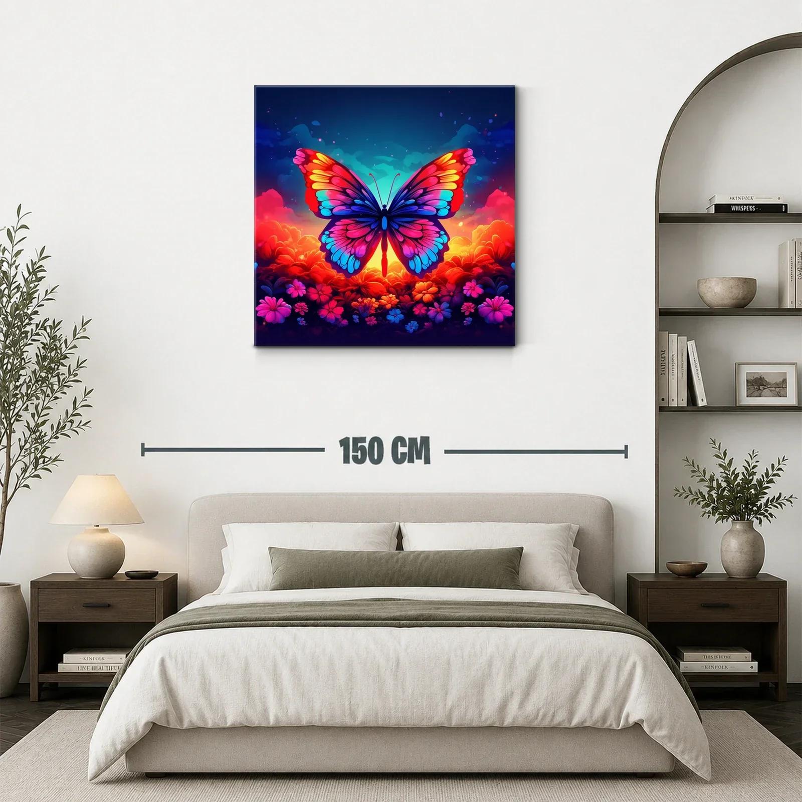 Mariposa vibrante sobre fondo floral al atardecer — miniatura 3