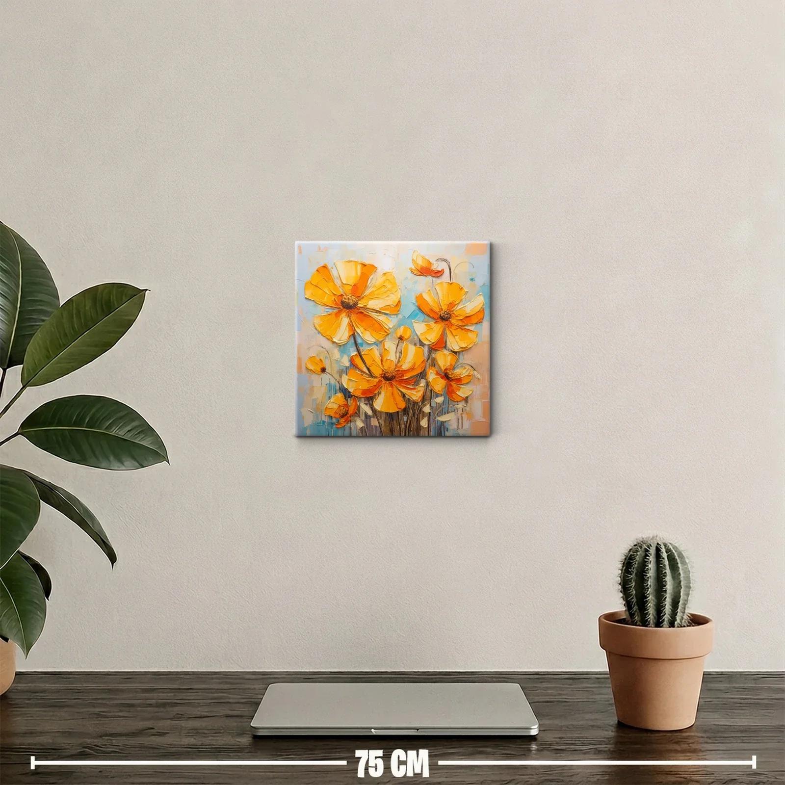 Cuadro decorativo flores vibrantes en tonos naranja y amarillo — miniatura 2