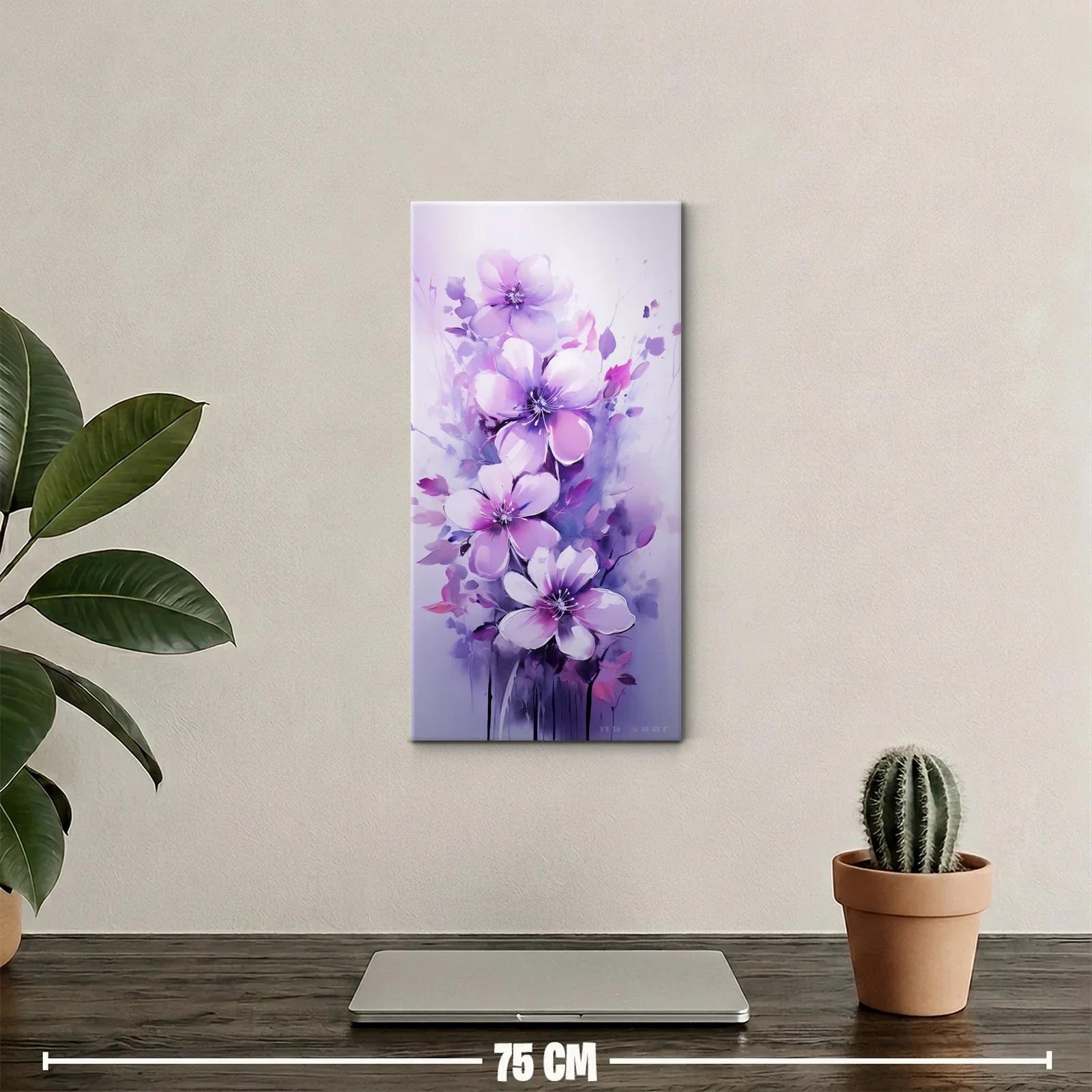 Cuadro flores lilas con acuarela etérea — miniatura 2